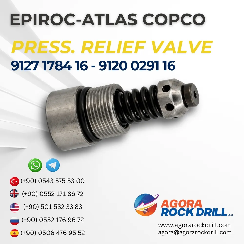 Epiroc - Atlas Copco - Pressure Relief Valve - 9127 1784 16 - 9120 0291 16 - 91271784169120029116